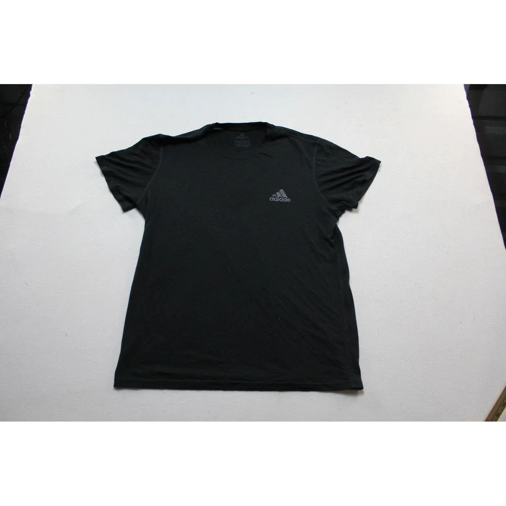 Adidas T-Shirt Mens Large Black Excellent Climalite Performance Short Sleeve Tee